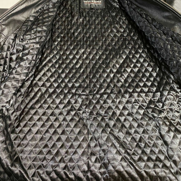 Wilsons Leather Jacket Women's Medium Black Zip Up Mid Length Lined - Picture 9 of 11